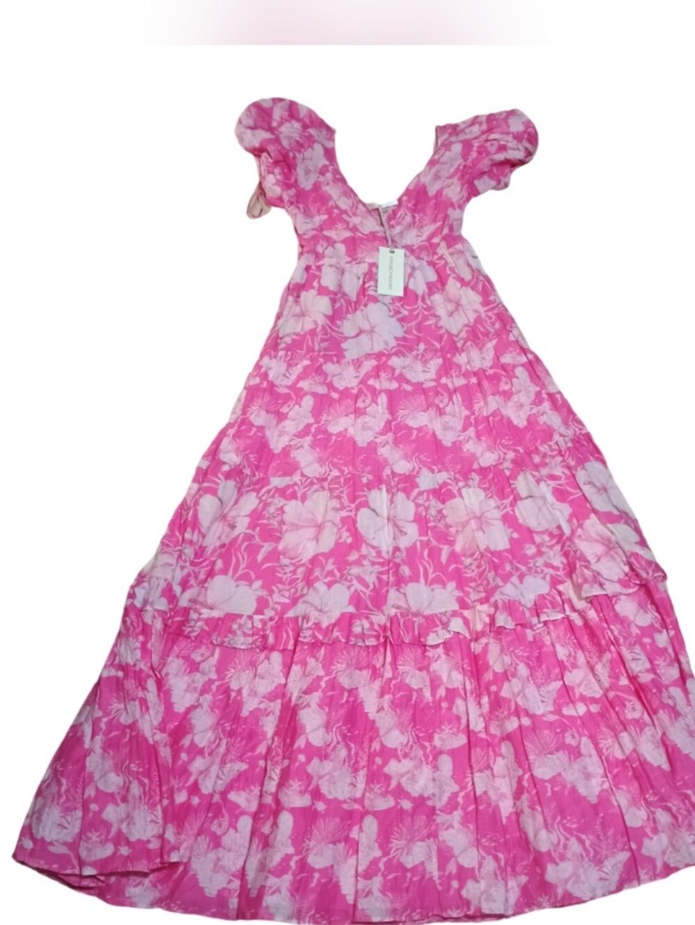 LoveShackFancy Pink Floral Tiered Maxi Dress NWT Size 2 - Picture 1 of 2